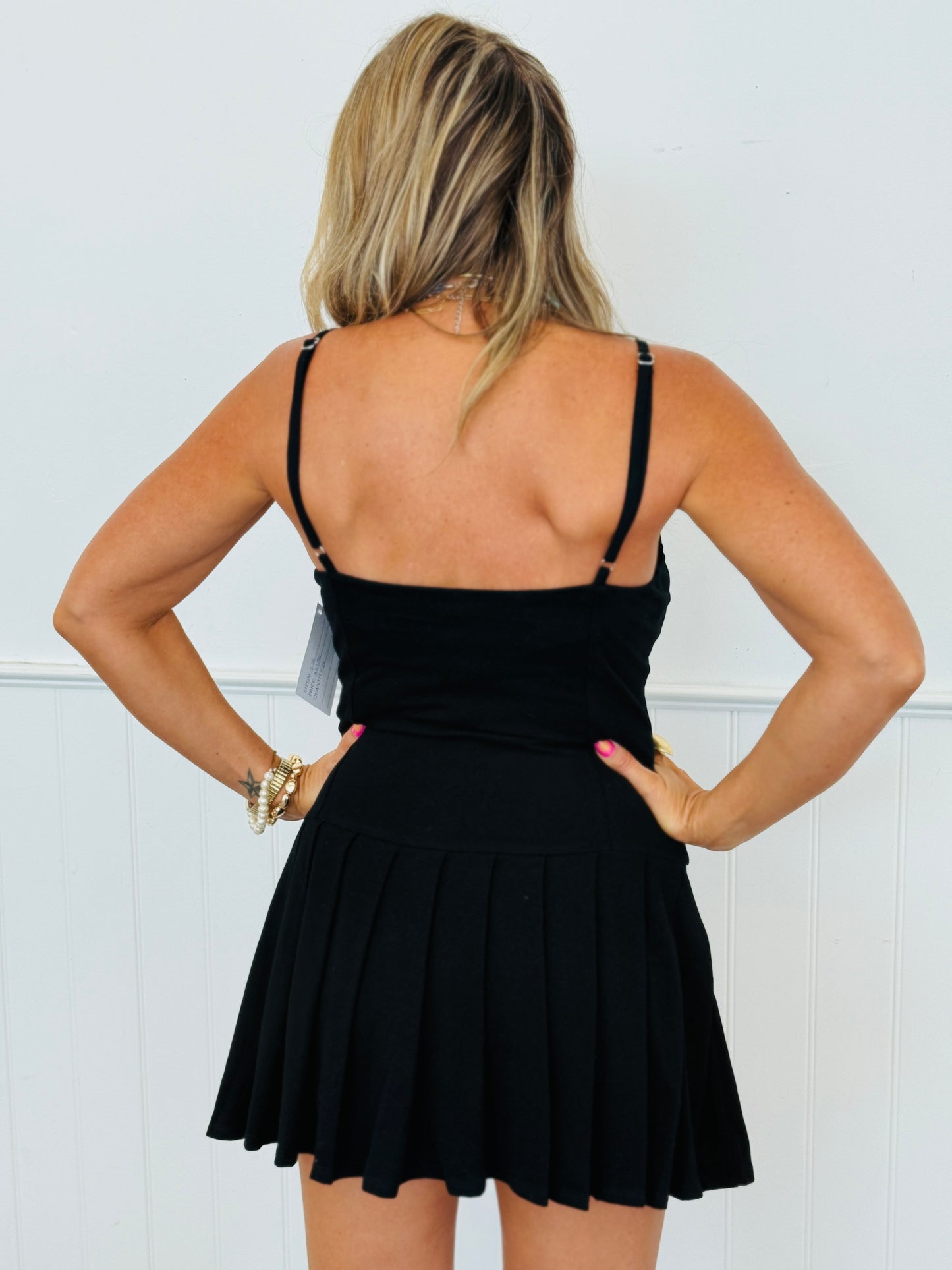 Black Pleated Hem Mini Dress (Reg. and Plus)