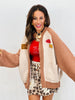 Western Patch Zip Up Sweater Jacket (Reg. and Plus) - 2 Colors