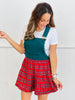 H Green Plaid Contrast Overall Romper (Reg.)