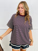 Burgundy Striped Oversized Short Sleeve Top (Reg.)