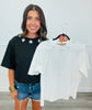 Embellished Open Back Tee Shirt (Reg.)-2 Colors