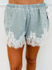 Denim Lace Trim Shorts (Reg.)