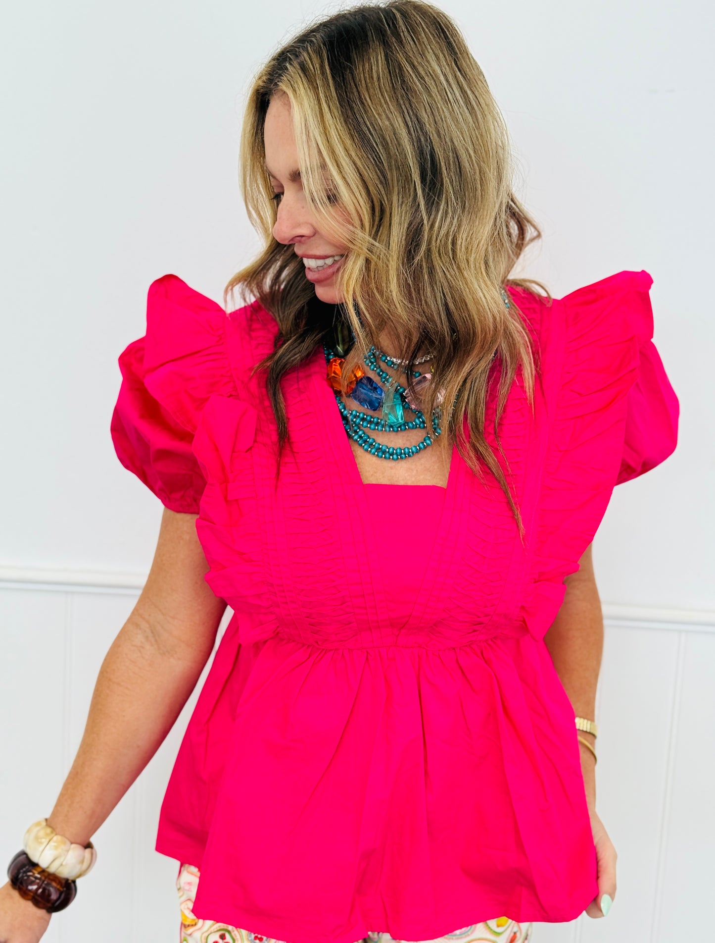 Pintuck Detail Peplum Top (Reg & Plus) - 4 Colors