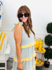 Blue/Yellow Striped Tiered Maxi Dress (Reg. and Plus)