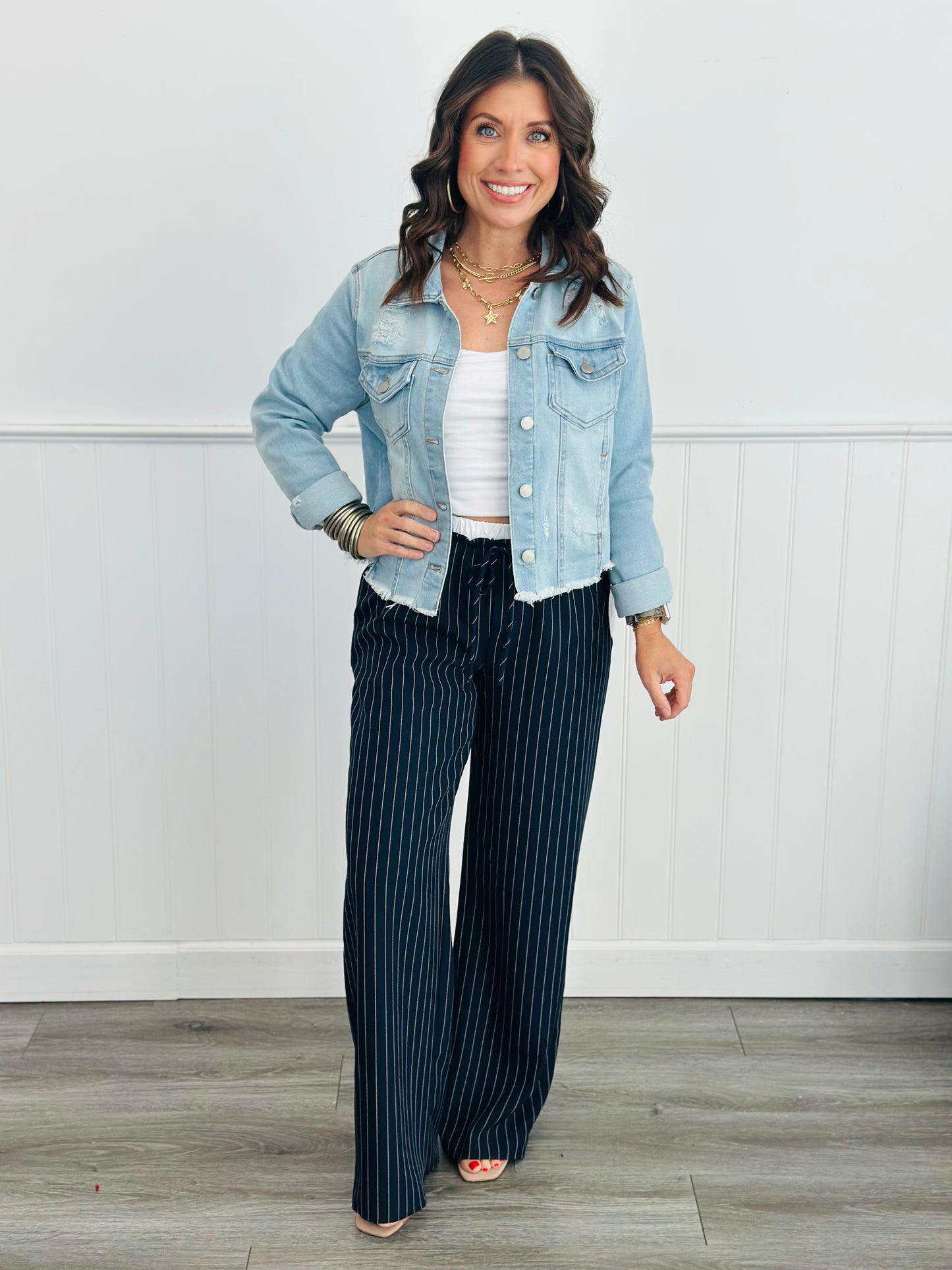 Pinstripe Solid Pants (Reg & Plus)-2 Colors