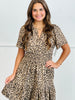 Leopard Deep V-Neck Short Sleeve Mini Dress (Reg. and Plus)