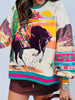 Queen Of Sparkles Multi Vintage Cowboy Santa Sweatshirt (Reg. and Plus)