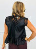 Black Satin Lace Insert Blouse (Reg.)