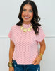 Pink Polka Dot  Mock Neck Top (Reg.)