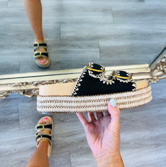 Black Espadrille Platform Sandals