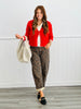 Red/Ivory Tie Front Twofer Sweater Cardigan (Reg.)
