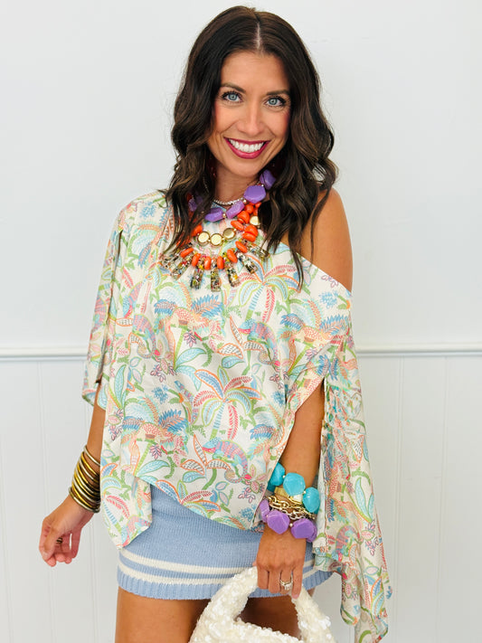 Blue Tropics Poncho Top (Reg & Plus)