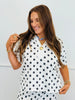 Polka Dot Collared Top & Mini Skirt Set (Reg.)-2 Colors