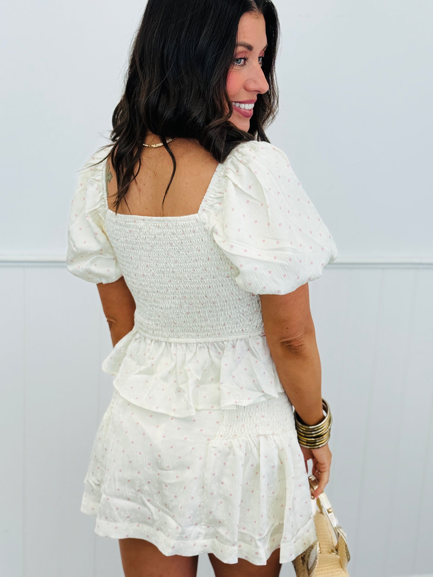 Cream/Lt Pink Floral Satin Mini Skirt (Reg.)