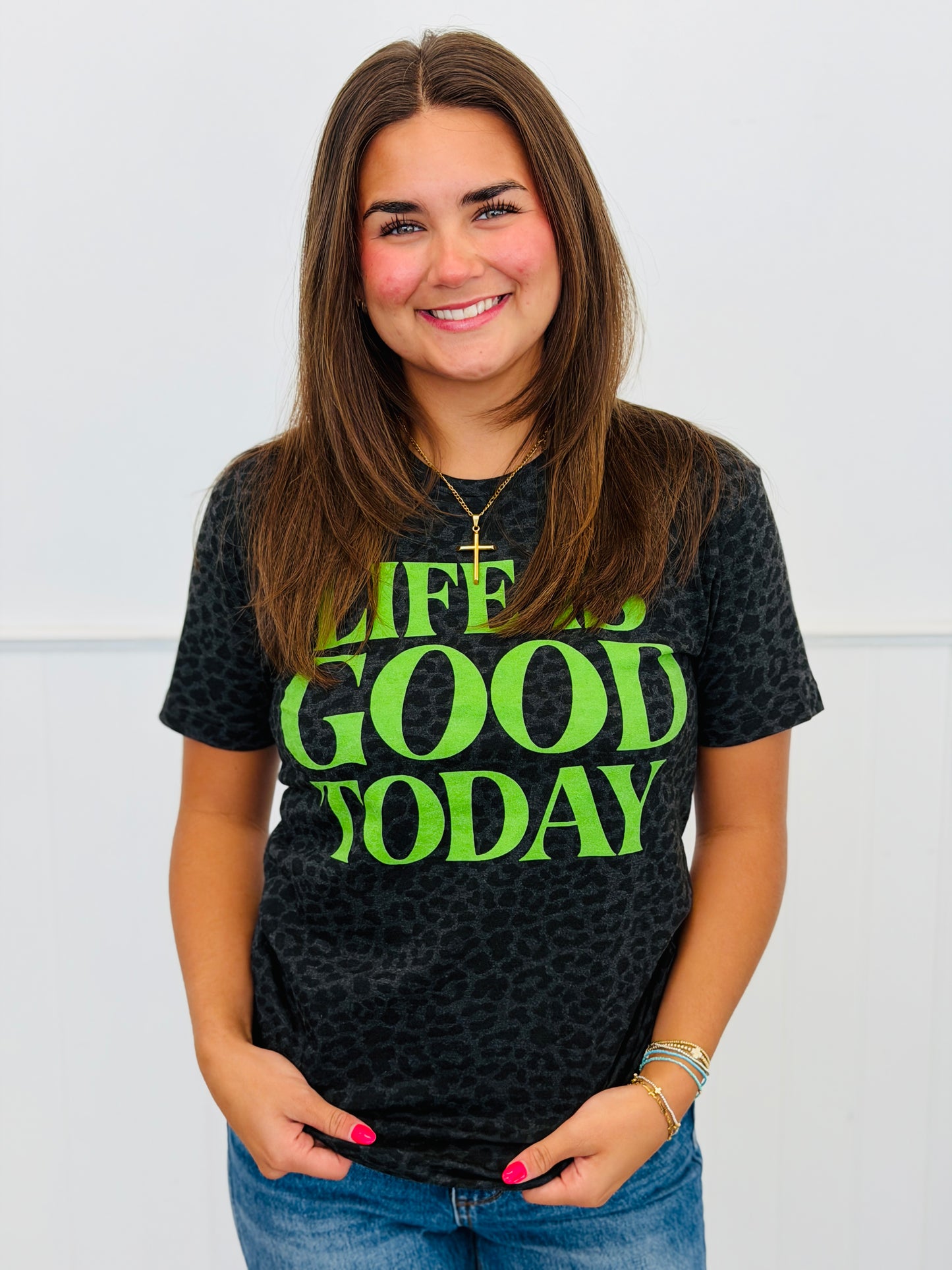 Life Is Good Today Leopard Tee (Reg. and Plus)