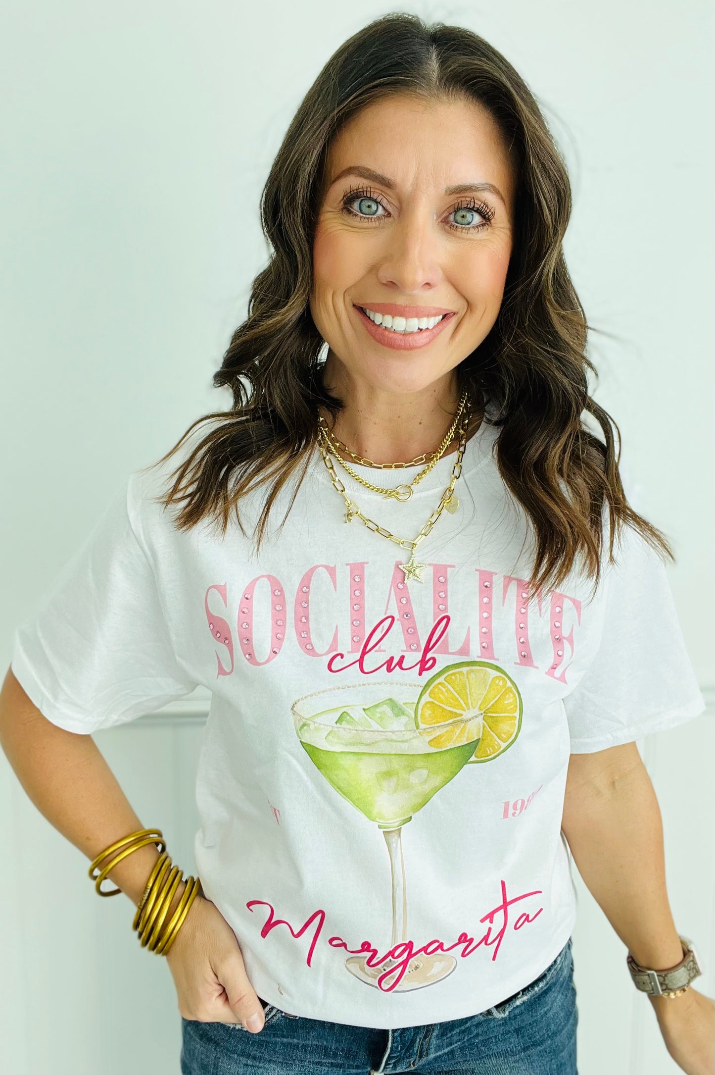 Margarita Socialite Drink Club Rhinestone Tee (Reg. and Plus)