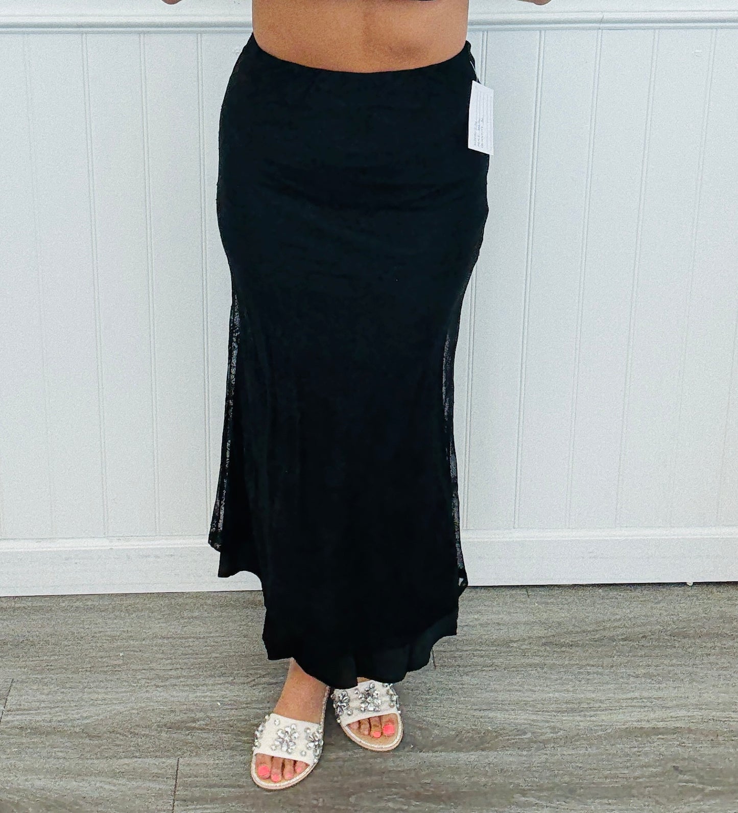 Floral Lace Layered Maxi Skirt (Reg & Plus)