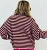Mock Neck Striped Sweater Cardigan (Reg.) - 2 Colors