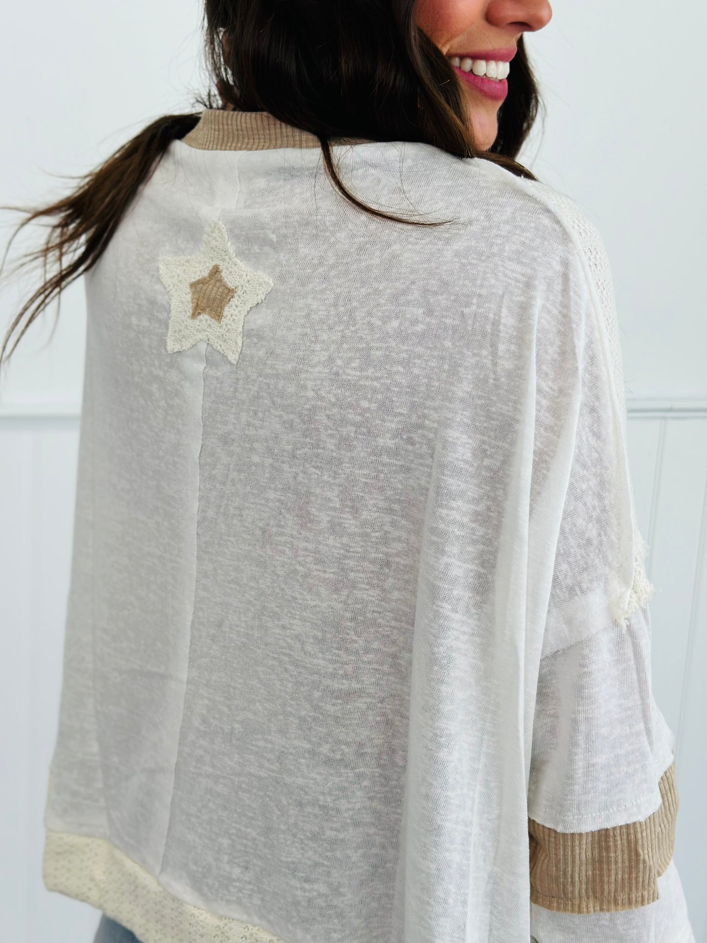 POL Ivory Star Patch Contrast Top (Reg)