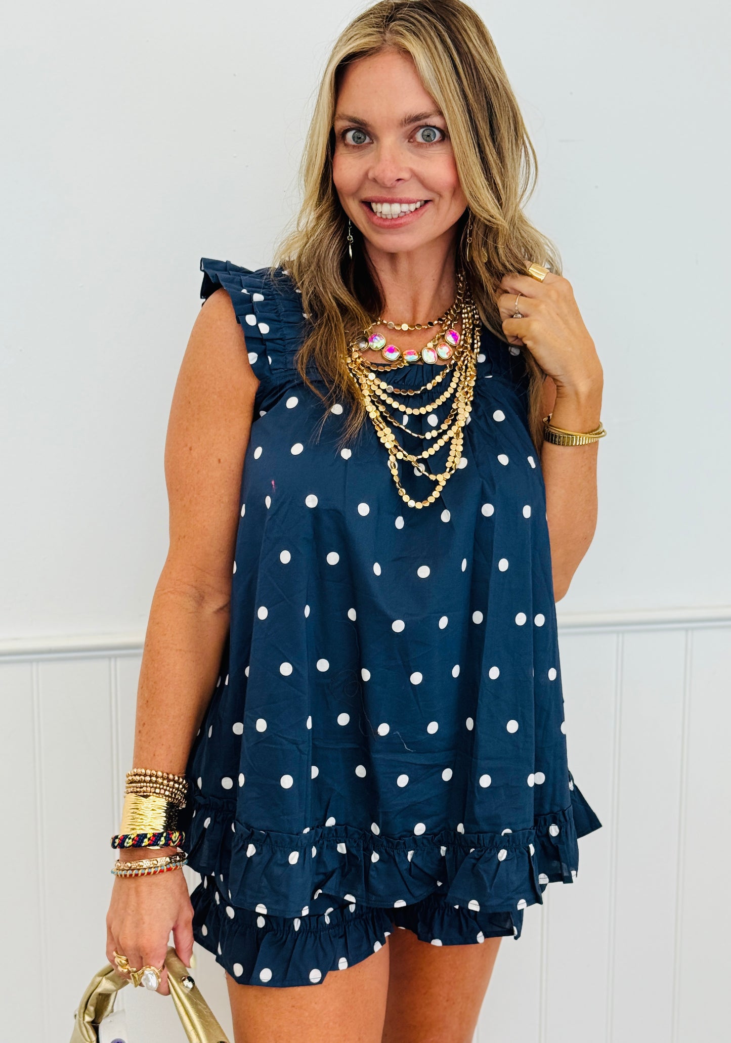 Navy Polka Dot Shortie Set (Reg.)