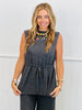 Charcoal Sleeveless Waist Tie Tunic Top (Reg.)