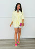 Yellow Gingham Ruffle Button Down Top (One Size)