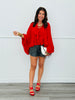 Red Ruffled Chiffon High Low Blouse (Reg & Plus)
