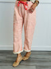 Coral Peach Striped Twill Barrel Pants (Reg & Plus)