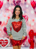 Cream/Black Sequin Heart Stripe LS Top (Reg & Plus)