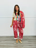 Red Bandana Print Drawstring Barrel Pants (Reg.)