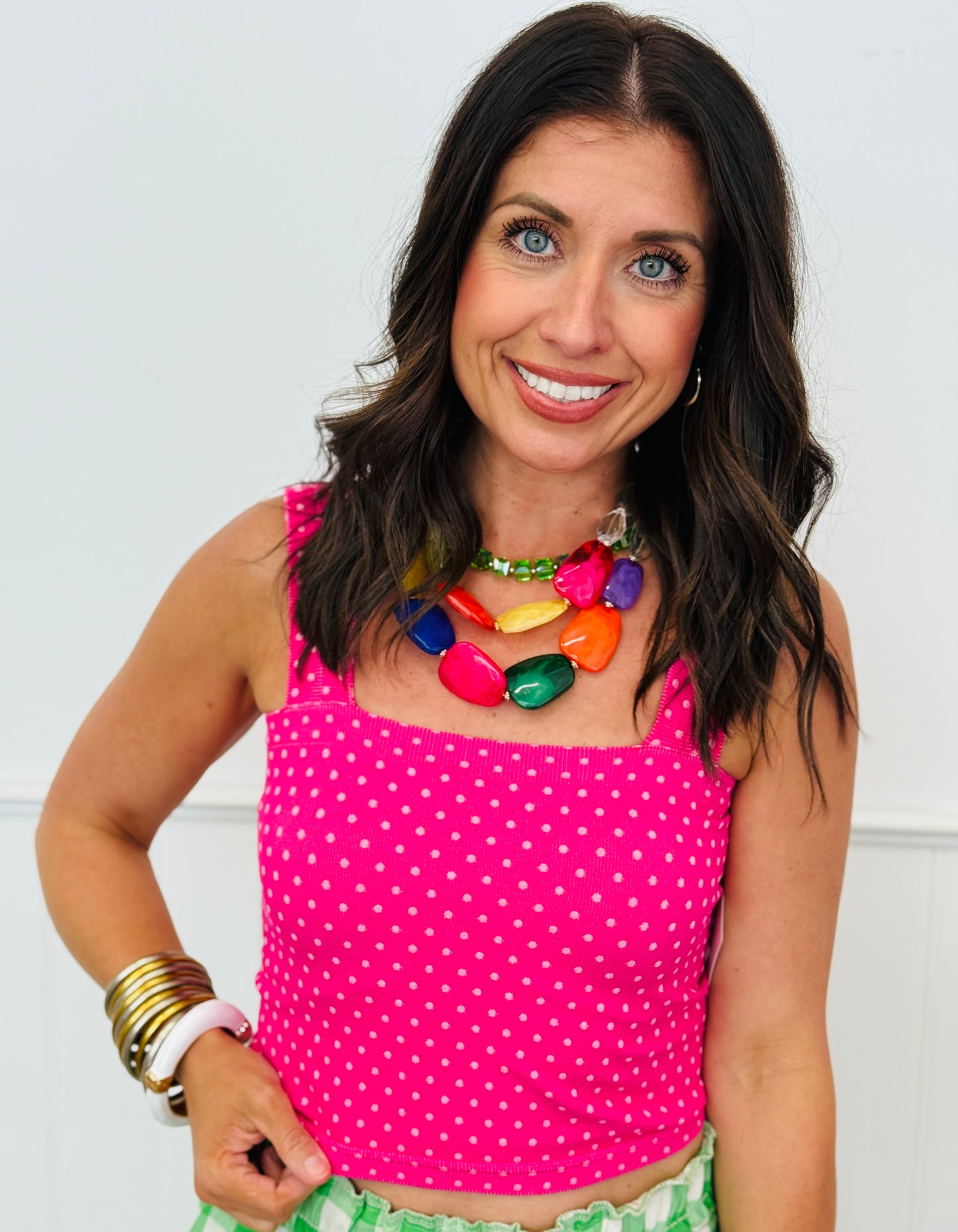 Polka Dot Square Neck Top (Reg.)-6 Colors