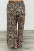 Leopard Print Ruffle Hem Pants (Reg. and Plus)