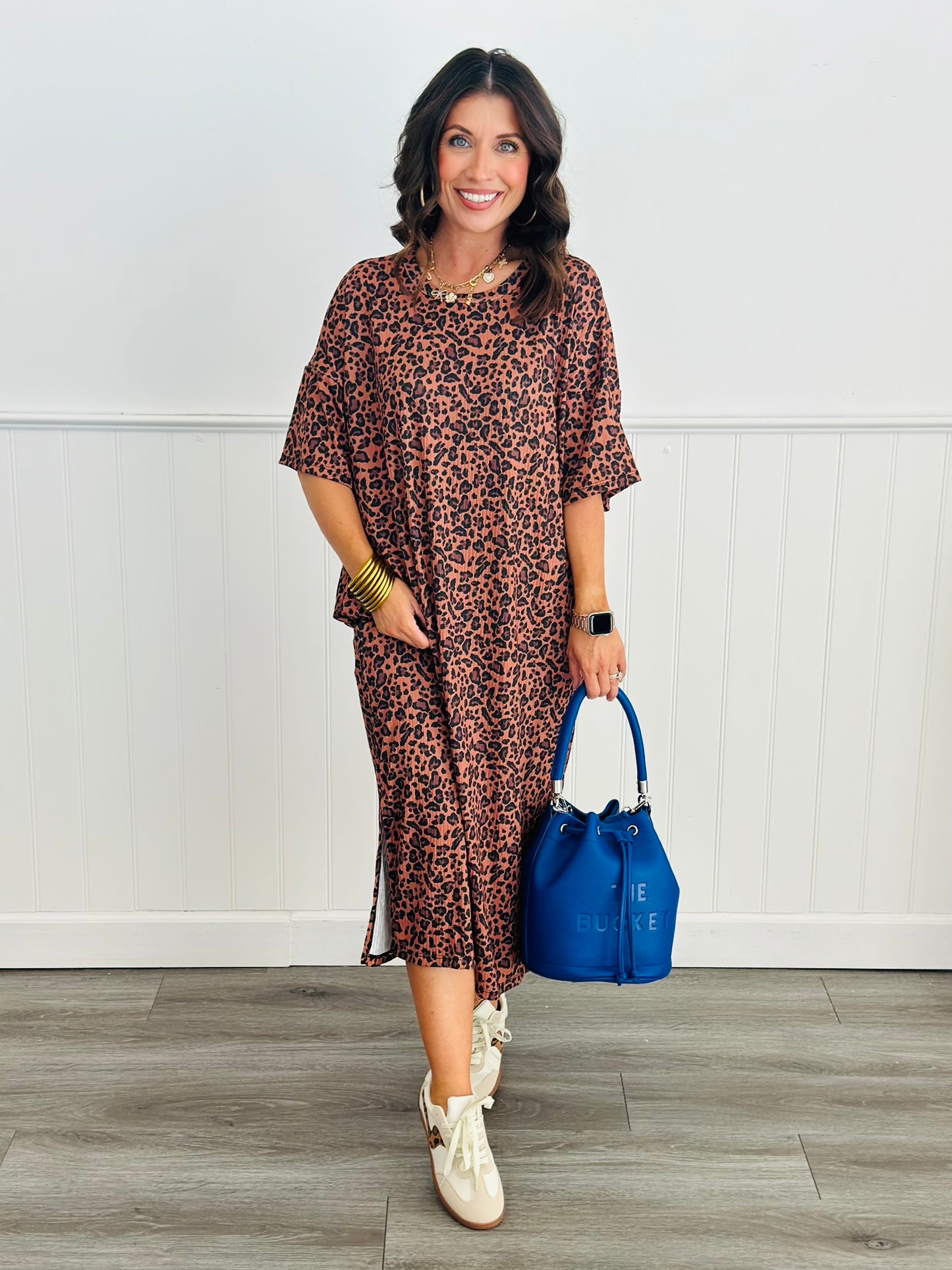 Brown Animal Print Midi Dress (Reg & Plus)