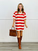 Red/Cream Bold Stripe Tee Shirt Dress (Reg.)