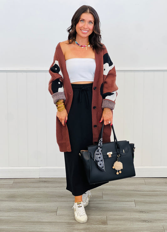 Brown Oversized Yin Yang Cardigan (Reg & Plus)