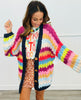 Navy Multi Stripe Chunky Knit Cardigan (Reg & Plus)