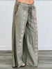 POL Olive Stripe Floral Trim Baggy Pants (Reg.)