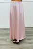 Pink Satin Fringe Top & Maxi Skirt Set (Reg.)