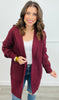 Burgundy Chunky Hooded Cardigan (Reg.)