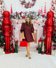 Red Plaid High Neck Mini Dress (Reg & Plus)