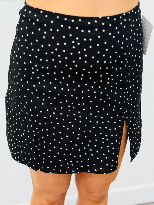Black/White Polka Dot Mini Skirt (Reg.)