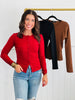 Split Hem Button Down Knit Top (Reg.)-3 Colors