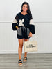 Black Cream Flower Patch Hoodie Top (Reg & Plus)