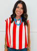 Tomato/White Stripe Top & Pants Set (Reg & Plus)