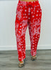Red Bandana Print Utility Barrel Pants (Reg.)