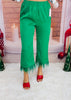 Emerald Feather Trim Ankle Pants (Reg.)