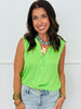 Knotted Collared Sleeveless Top (Reg.)-5 Colors