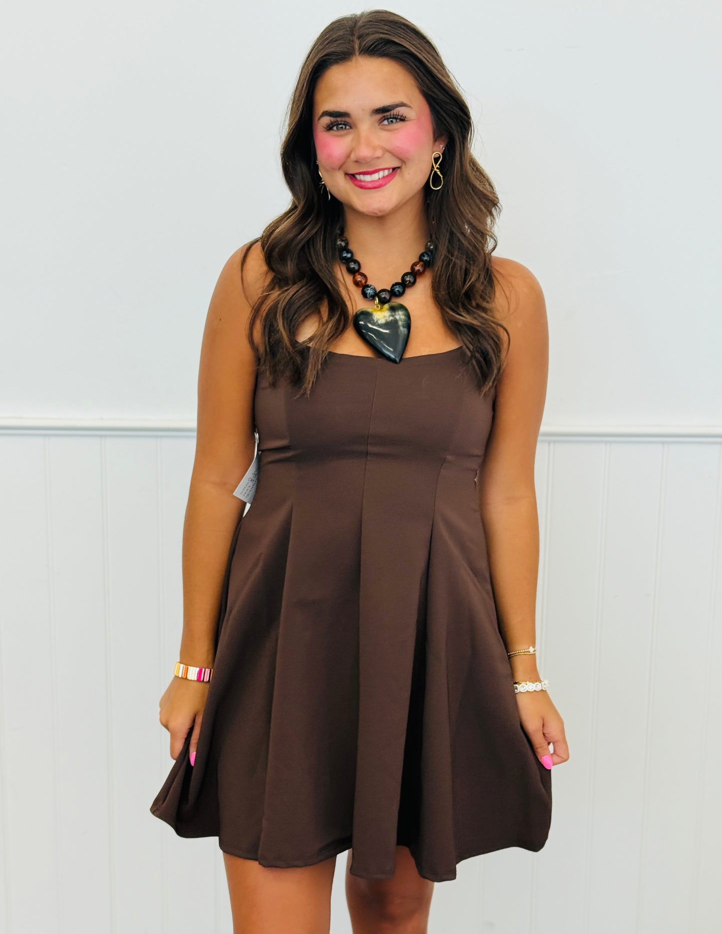 Brown Peplum Mini Dress (Reg.)