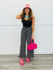 Black/White Polka Dot Ruffle Hem Pants (Reg. and Plus)