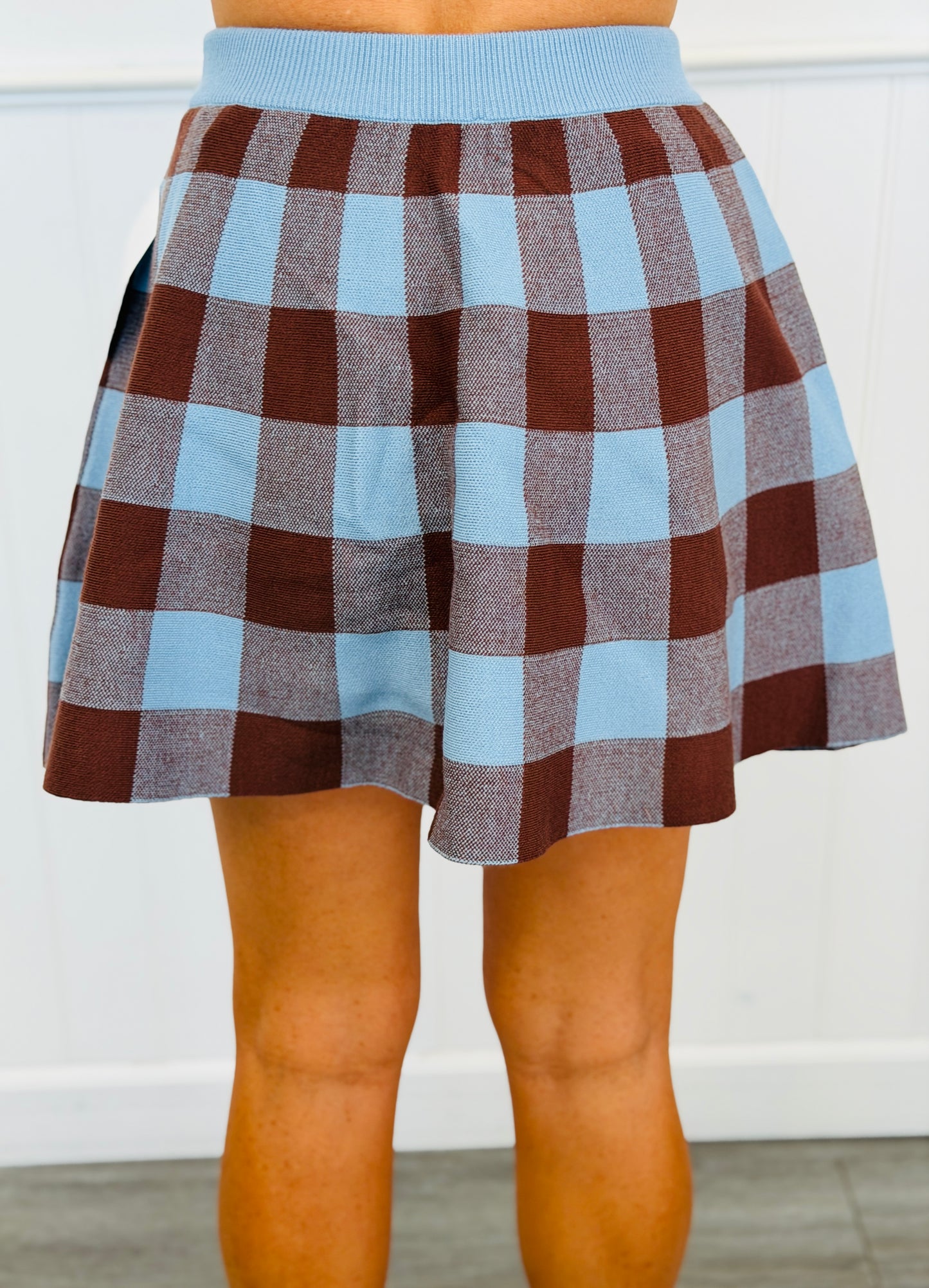 Blue Plaid Sweater Knit Mini Skirt (Reg.)